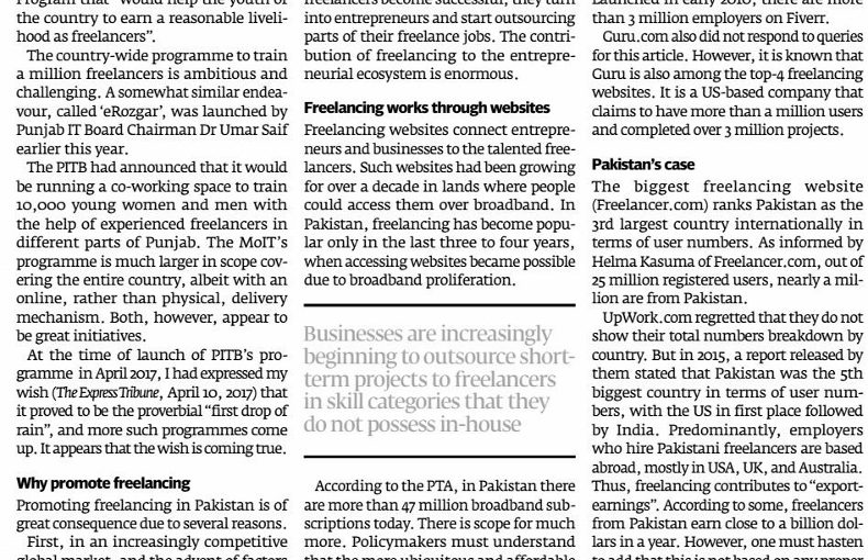 The Express Tribune: Pakistan’s freelancing industry is thriving, 30 October 2017