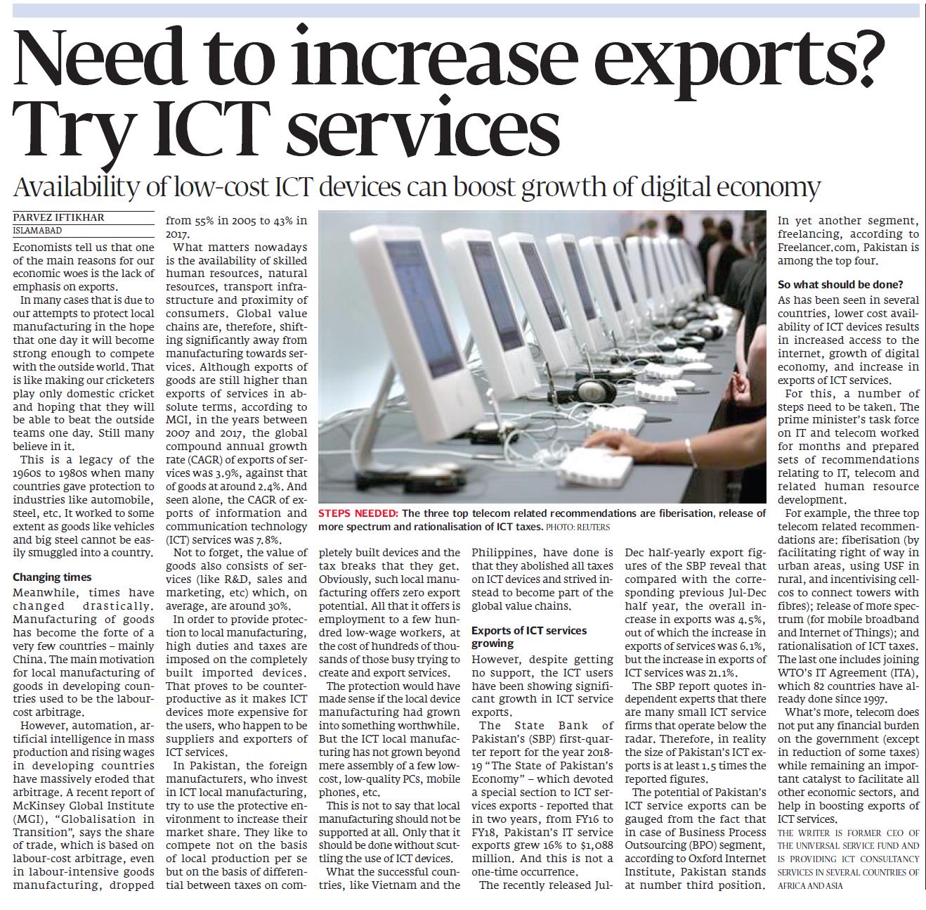 Need to increase exports -Try ICT services, 27Jan2020