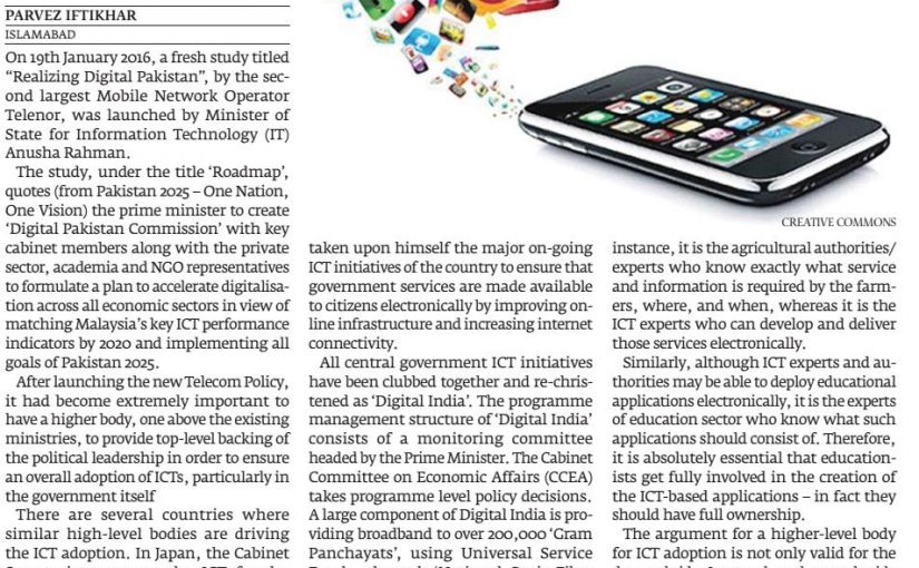 The Express Tribune -Roadmap to realise Pakistan’s digital potential, 31-Jan-2016