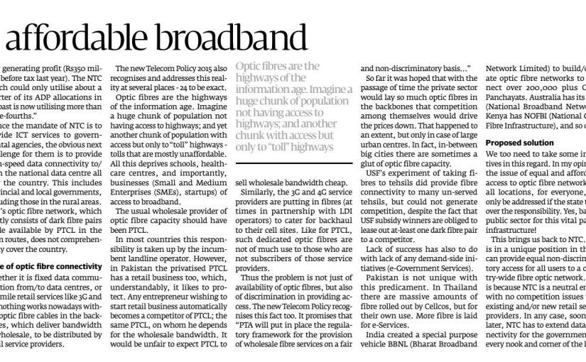 The Express Tribune -Nationwide public network providing affordable broadband, 29-Aug-2016